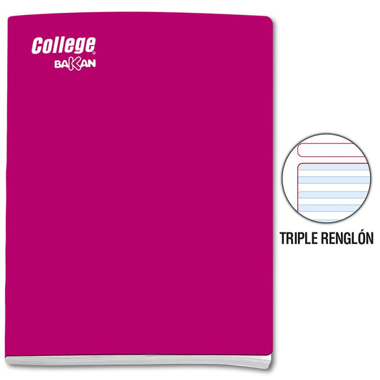 Cuaderno engrapado triple renglón A4x92 hojas Bakan