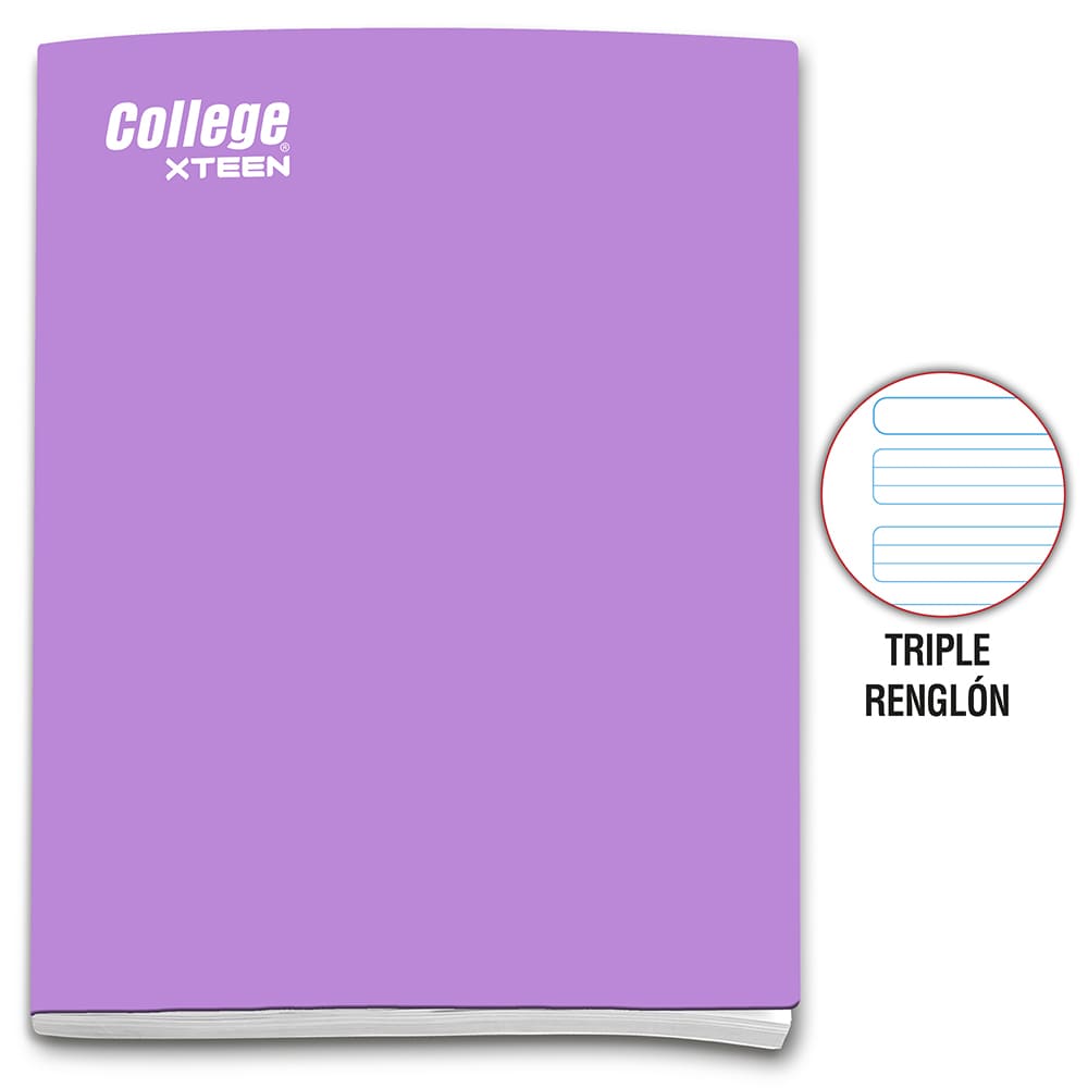 Cuaderno engrapado triple renglón A4x80 hojas Xteen