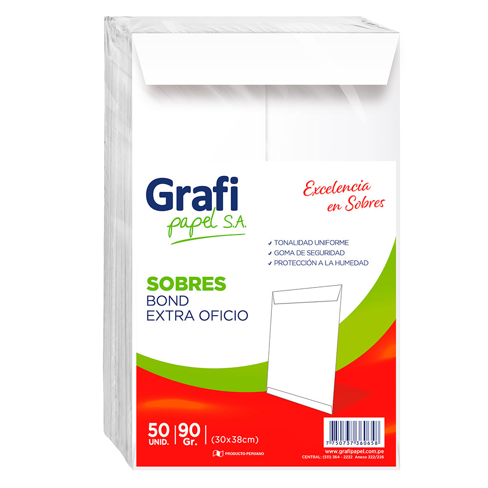Sobre Bond ExtraOficio 30x38cm x 50 unidades 90 gr Grafipapel
