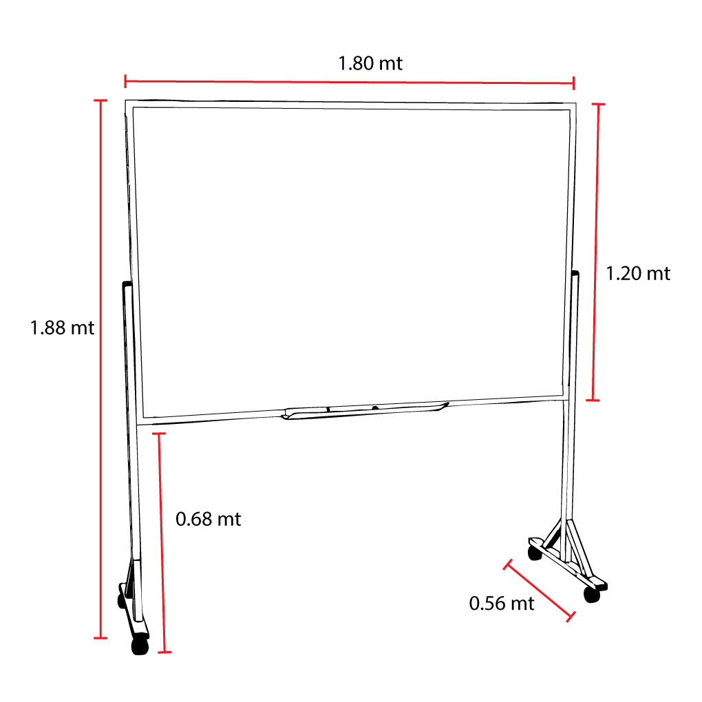 Pizarra blanca 120cm x 180cm con parantes de aluminio