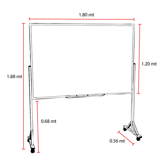Pizarra blanca 120cm x 180cm con parantes de aluminio