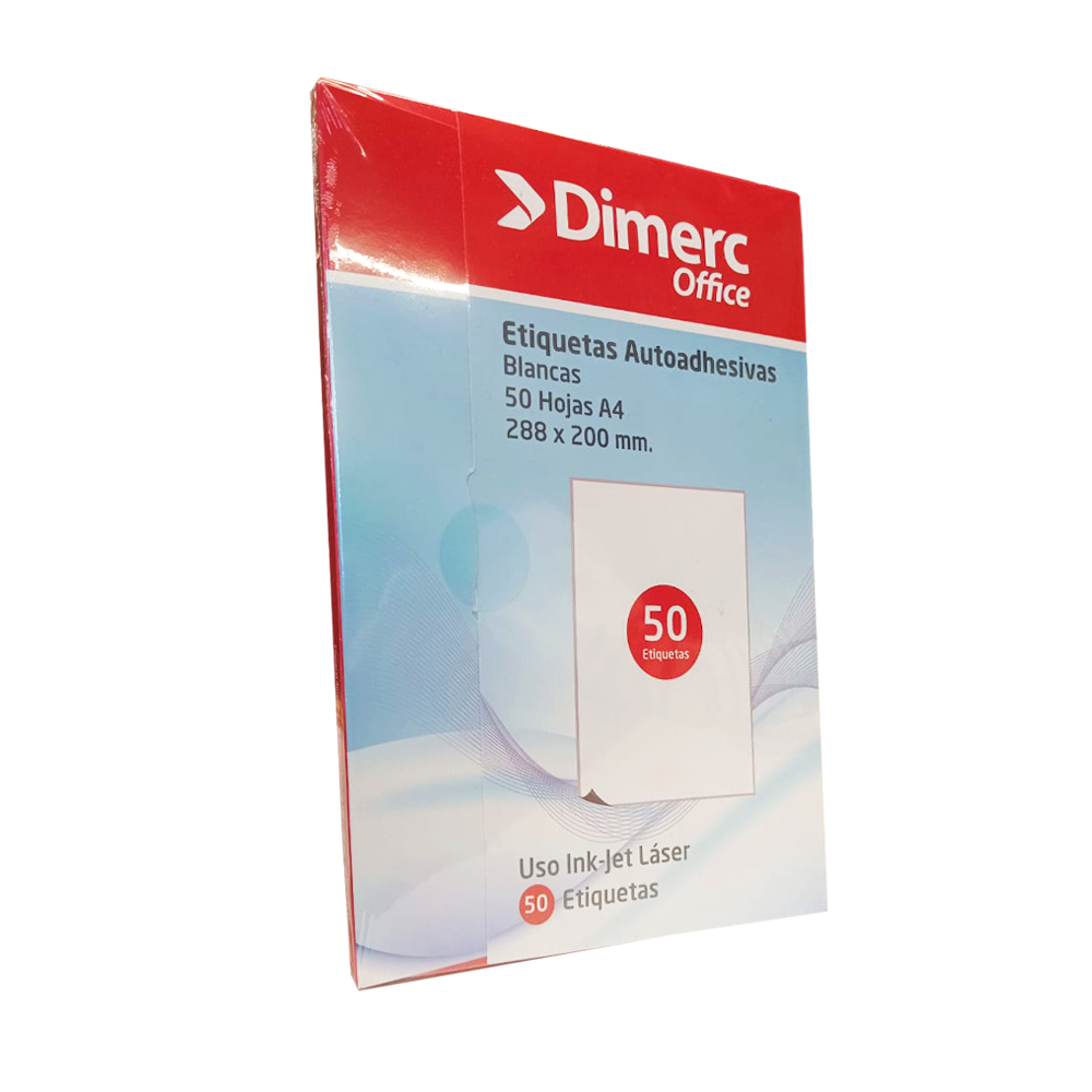 Etiqueta inkjet A4 007(200x288mm) 50 hojas 50 unidades por caja Dimerc
