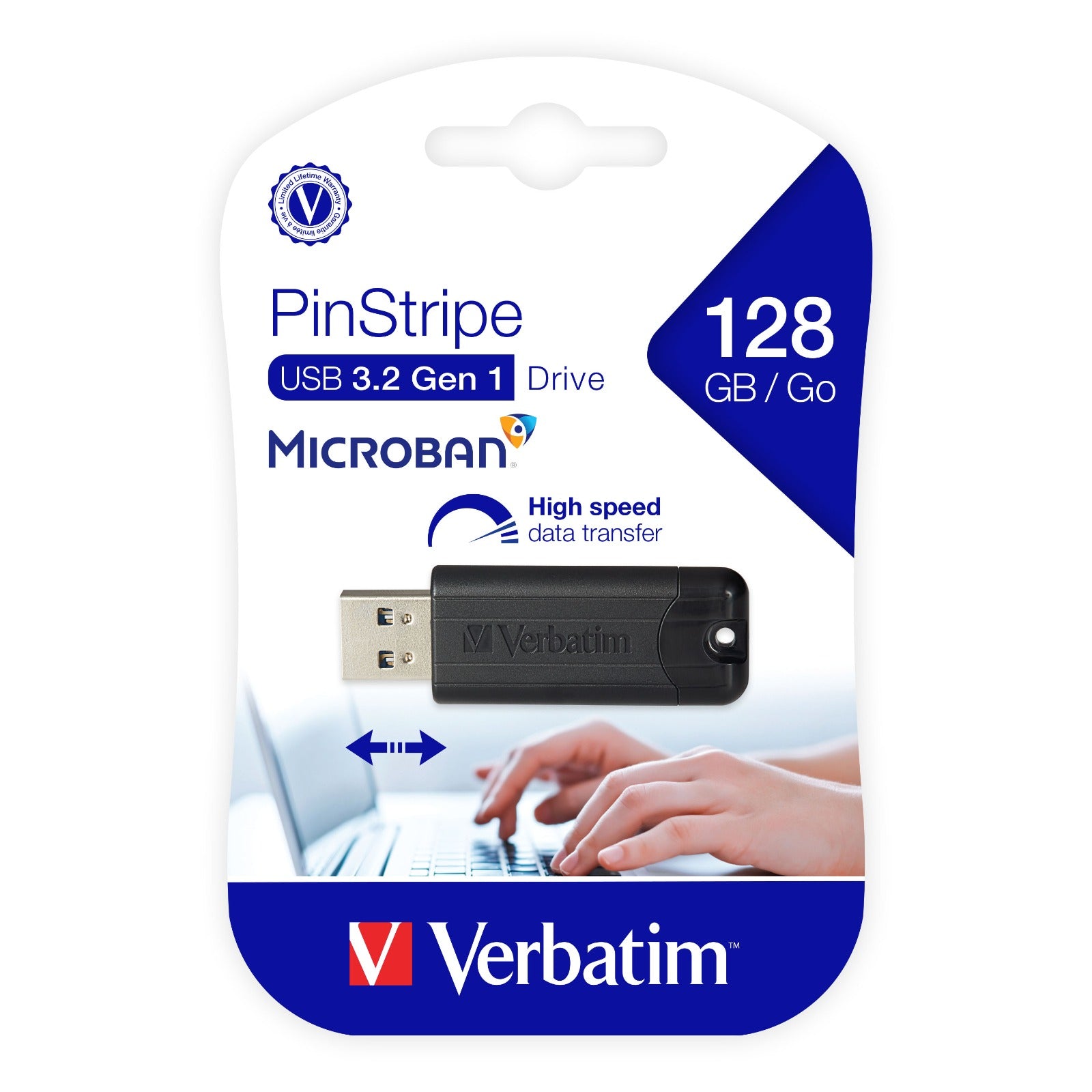 Memoria usb 128gb 3.0 pinstripe verbatim