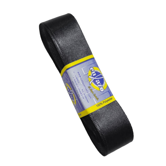 Cinta satinada negro 2.5cm rollo x 10 metros