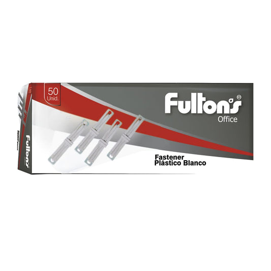 Fastener plástico blanco caja x 50 unidades Fultons