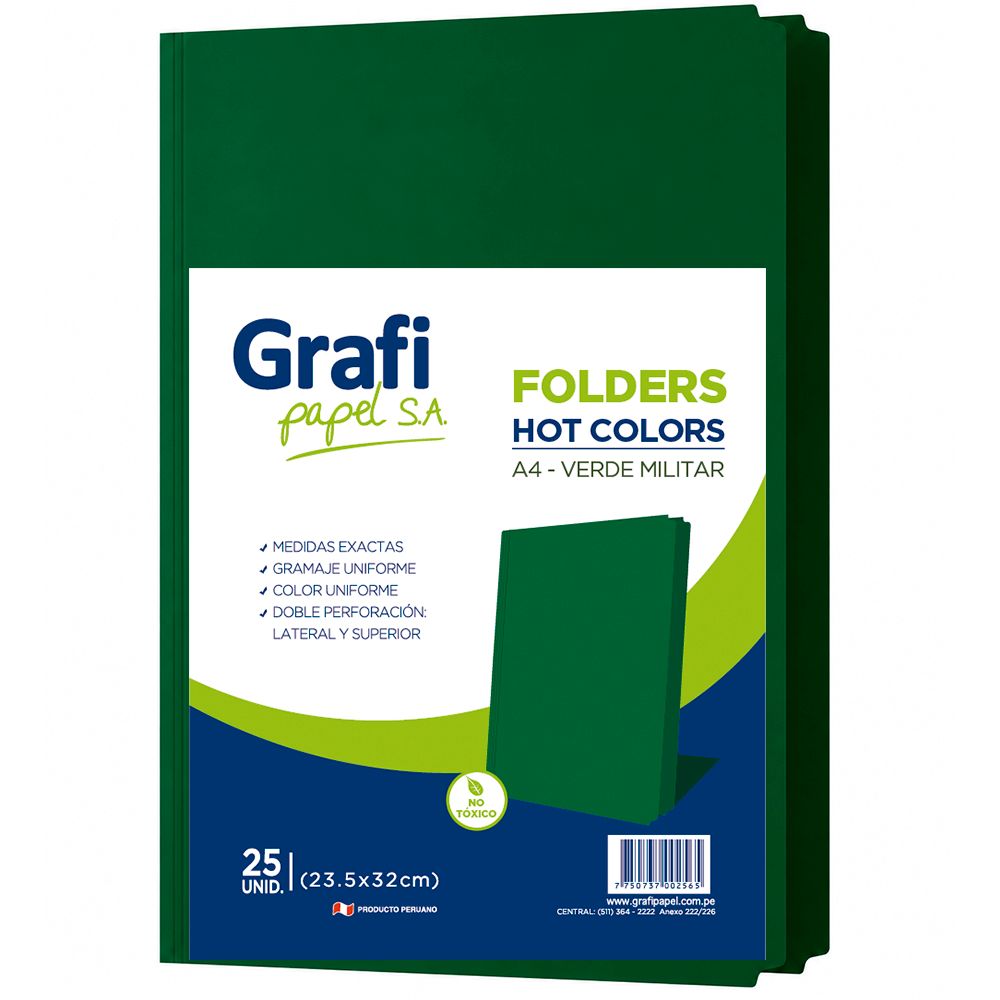Folder manila A4 verde militar x 25 unidades Grafipapel