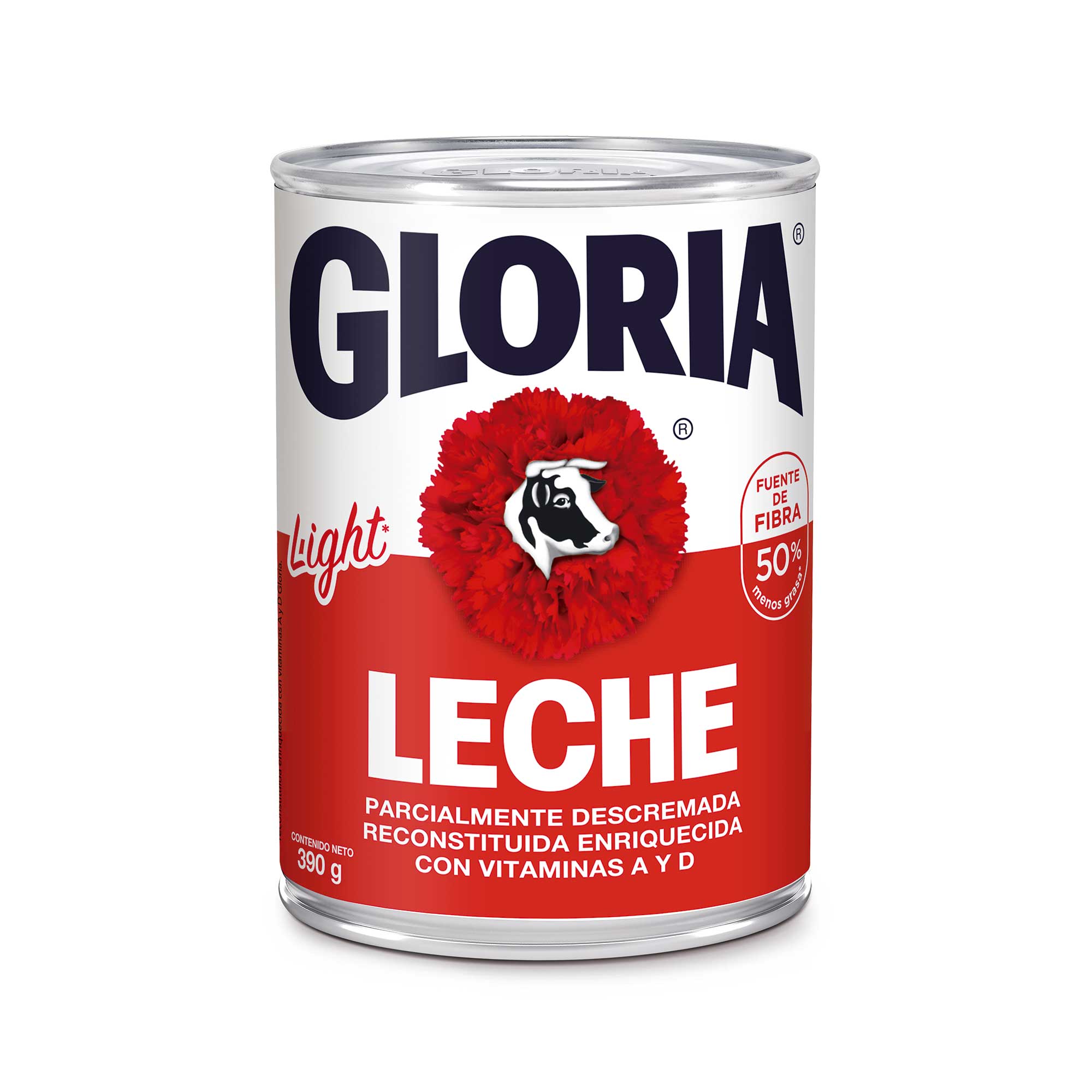 Leche reconstituida light lata roja 390 gr Gloria