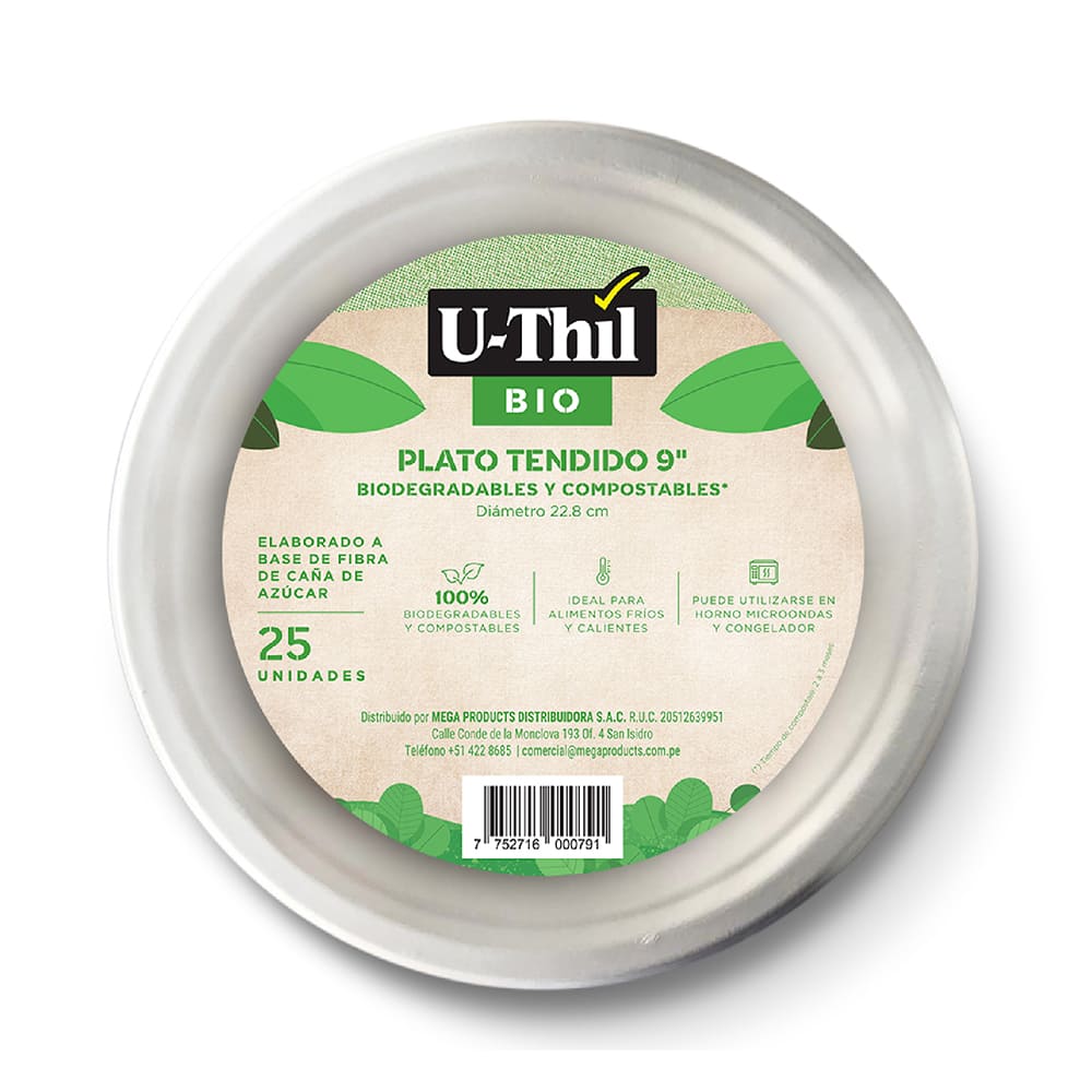 Plato 22.8 cm x 25 und biodegradable U thil