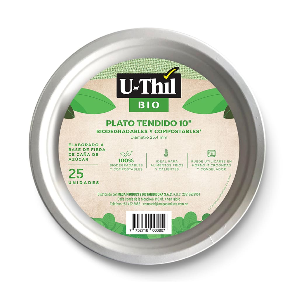 Plato 25.4 cm x 25 und biodegradable U thil