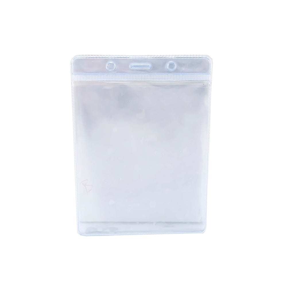 Mica fotocheck transparente vertical(14x10cm) x100 unidades