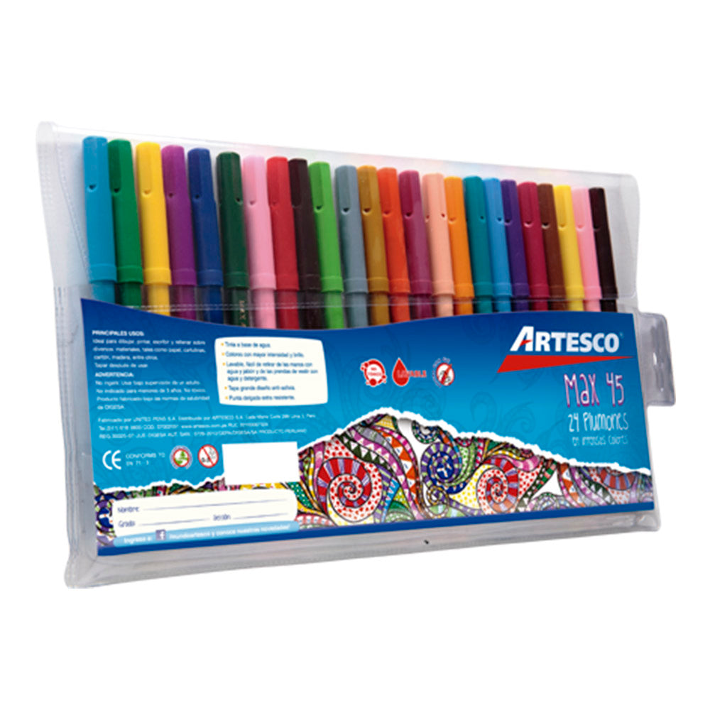 Plumon delgado 45 MAX x 24 unidades artesco