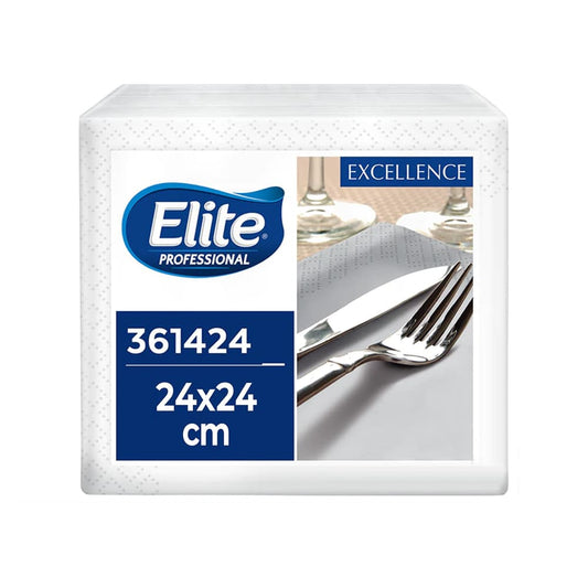 Servilleta doblada en 4 blanco x100 und 24x24cm Elite