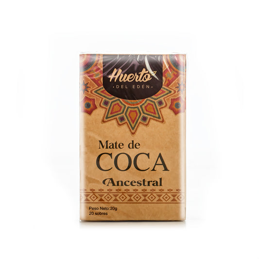 Mate de coca ancestral caja x 20 sobre x 1 gr Huerto del eden