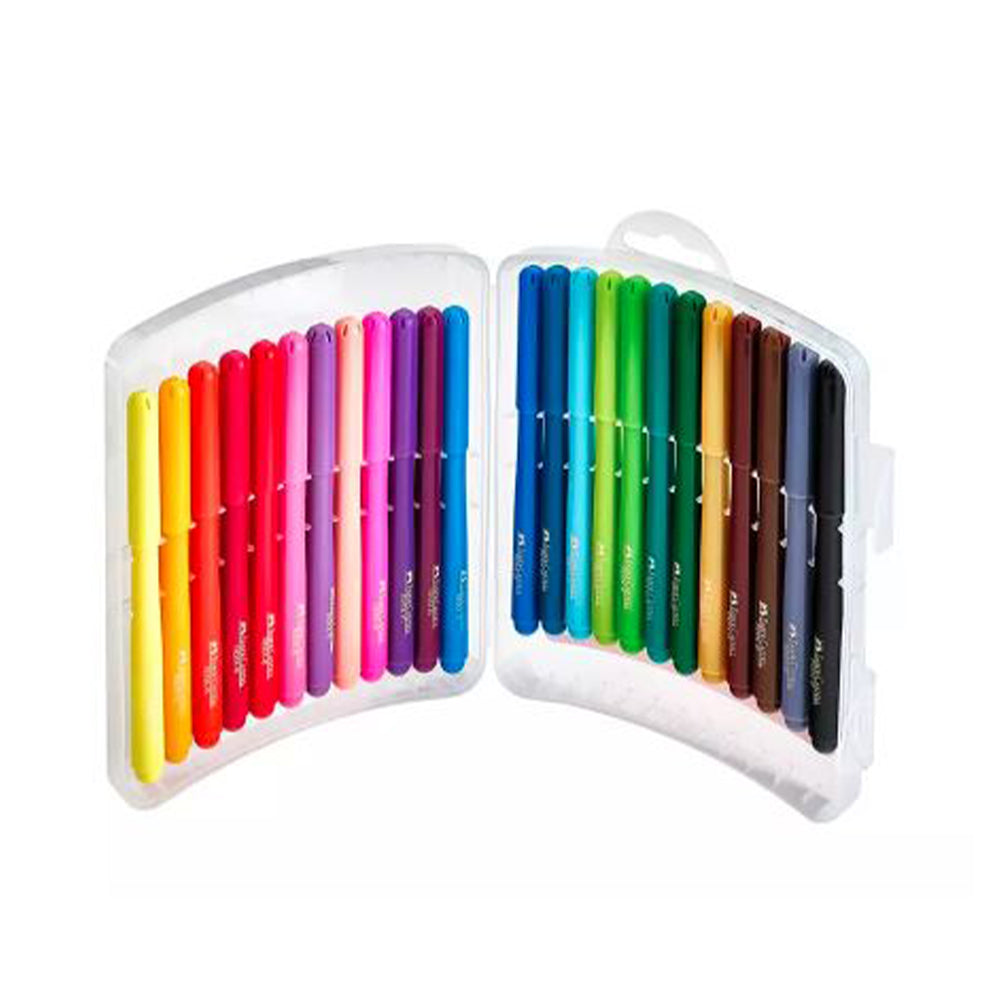 Plumones delgados 45 estuche plástico x 24 unidades Faber Castell