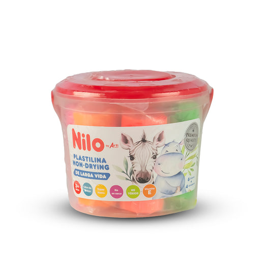 Plastilina jumbo non drying x 6 unidades 4 cortadores + balde Nilo