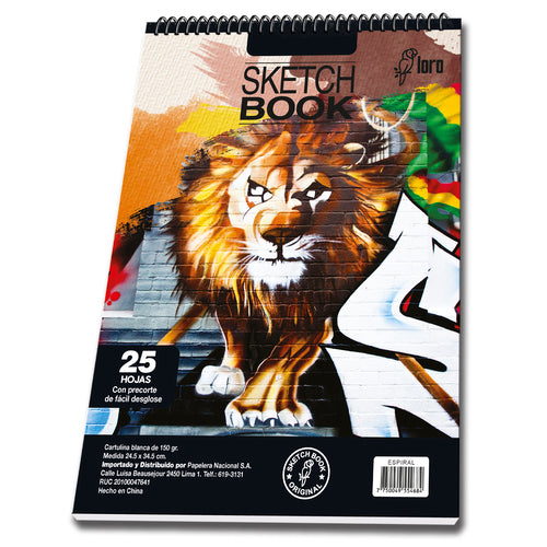 Sketch book espiral A4 x 25 hojas Loro