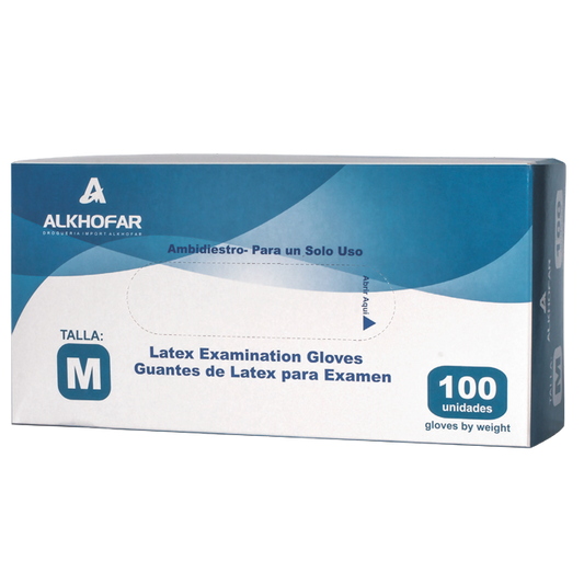 Guantes de látex s/polvo x100 und talla L Alkhofar
