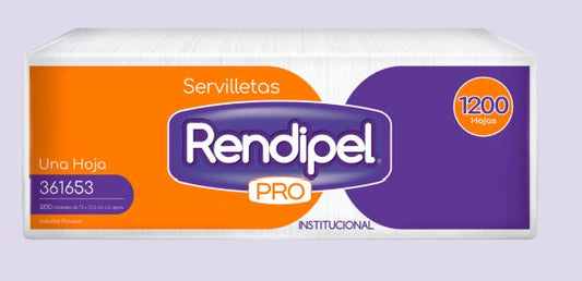 Servilleta hoja simple blanco x 1200 und Rendipel