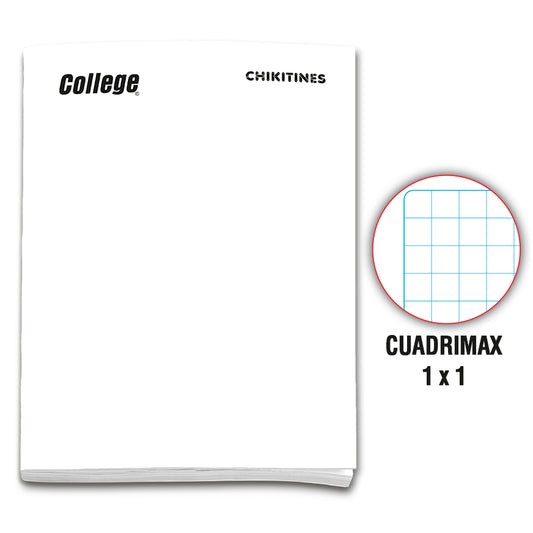 Cuaderno engrapado cuadrimax 1x1 A4x80 hojas blanco Chikitines College