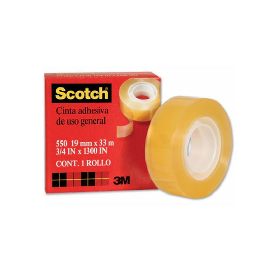 Cinta adhesiva transparente 3/4 x 36 yardas 550 Scotch