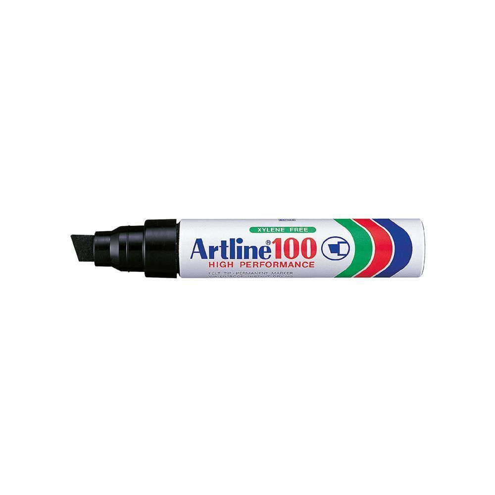 Plumón permanente punta biselada negro recargable Artline 100
