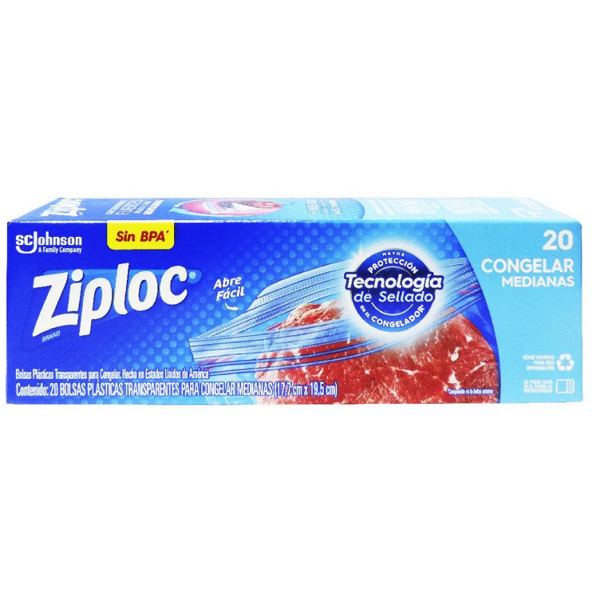 Bolsas congelar mediana 17.7x19.5cm x 20 un ziploc