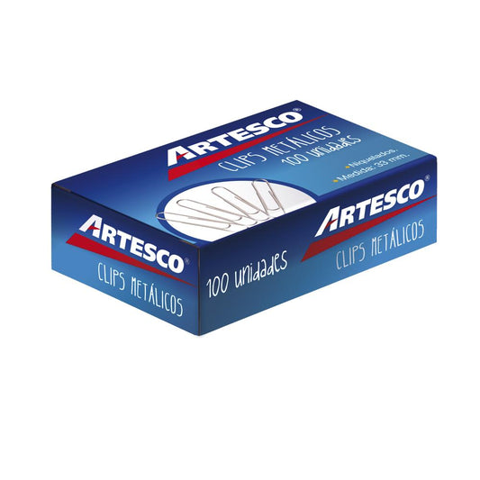 Clips metálicos # 1 tamaño 33mm caja x 100 unidades Artesco