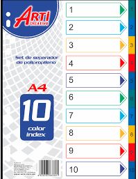 Separador color A4x10 divisiones Arti Creativo