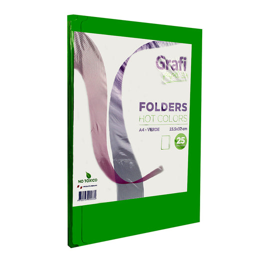 Folder Manila A4 color verde x 25 unidades Grafipapel