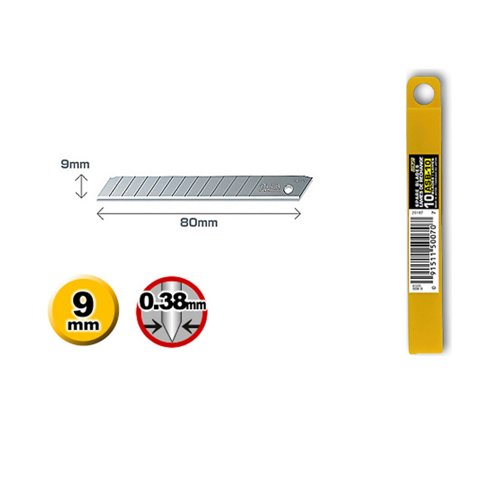 Repuesto cuchilla 9mm ASB-10 x10 unidades Olfa