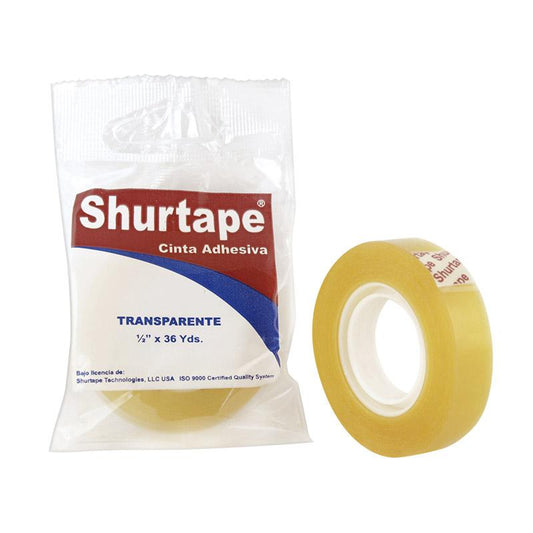 Cinta adhesiva transparente 1/2 x 36 yardas Shurtape