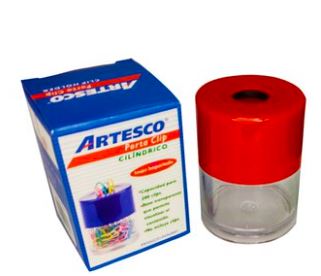 Porta clips cilíndrico rojo Artesco