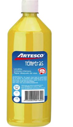 Témpera amarillo 1 litro Artesco