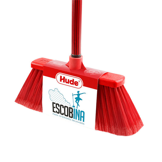Escoba mango plástico escobina 30.5 cm rojo hude