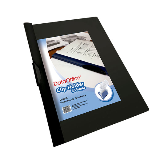 Folder A4 clip holder metal 60 hojas color negro Data Office