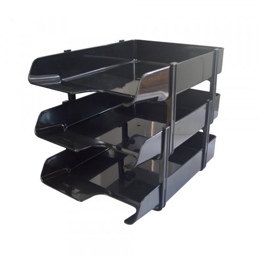 Bandeja 3 pisos plástico negro Dimerc