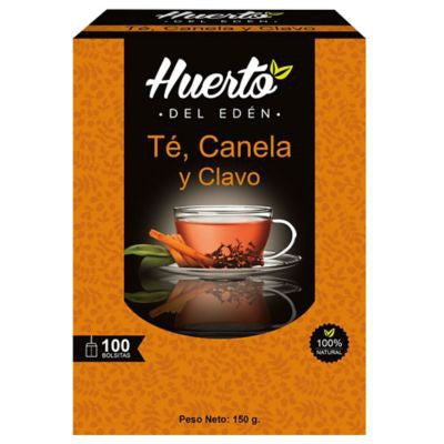Té canela y clavo caja x 100 und huerto del eden