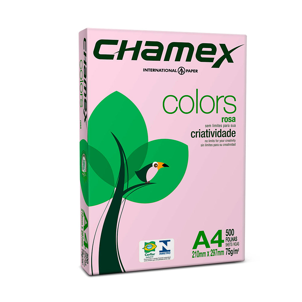Papel bond A4 75gr x 500h rosado chamex