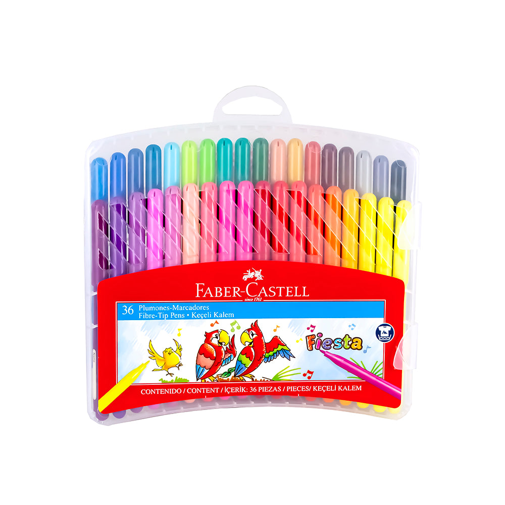 Plumones delgados fiesta x 36 unidades Faber Castell