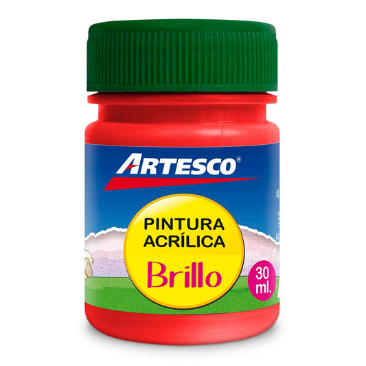 Pintura acrílica brillante 30 ml rojo # 302 Artesco