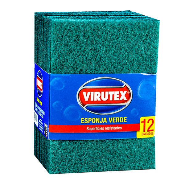 Esponja verde 10x14 cm pack x12 und virutex
