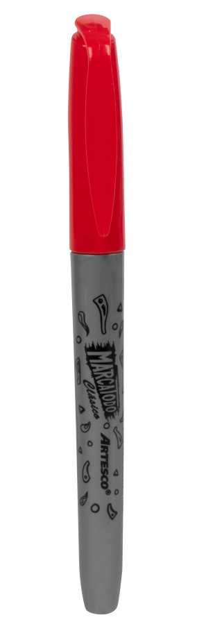 Plumón permanente punta fina rojo artesco