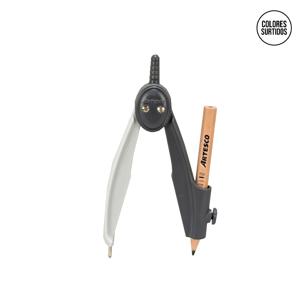 Compas escolar plástico + lápiz Artesco