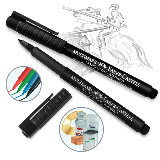 Plumón permanente delgado negro 27 multimark Faber Castell