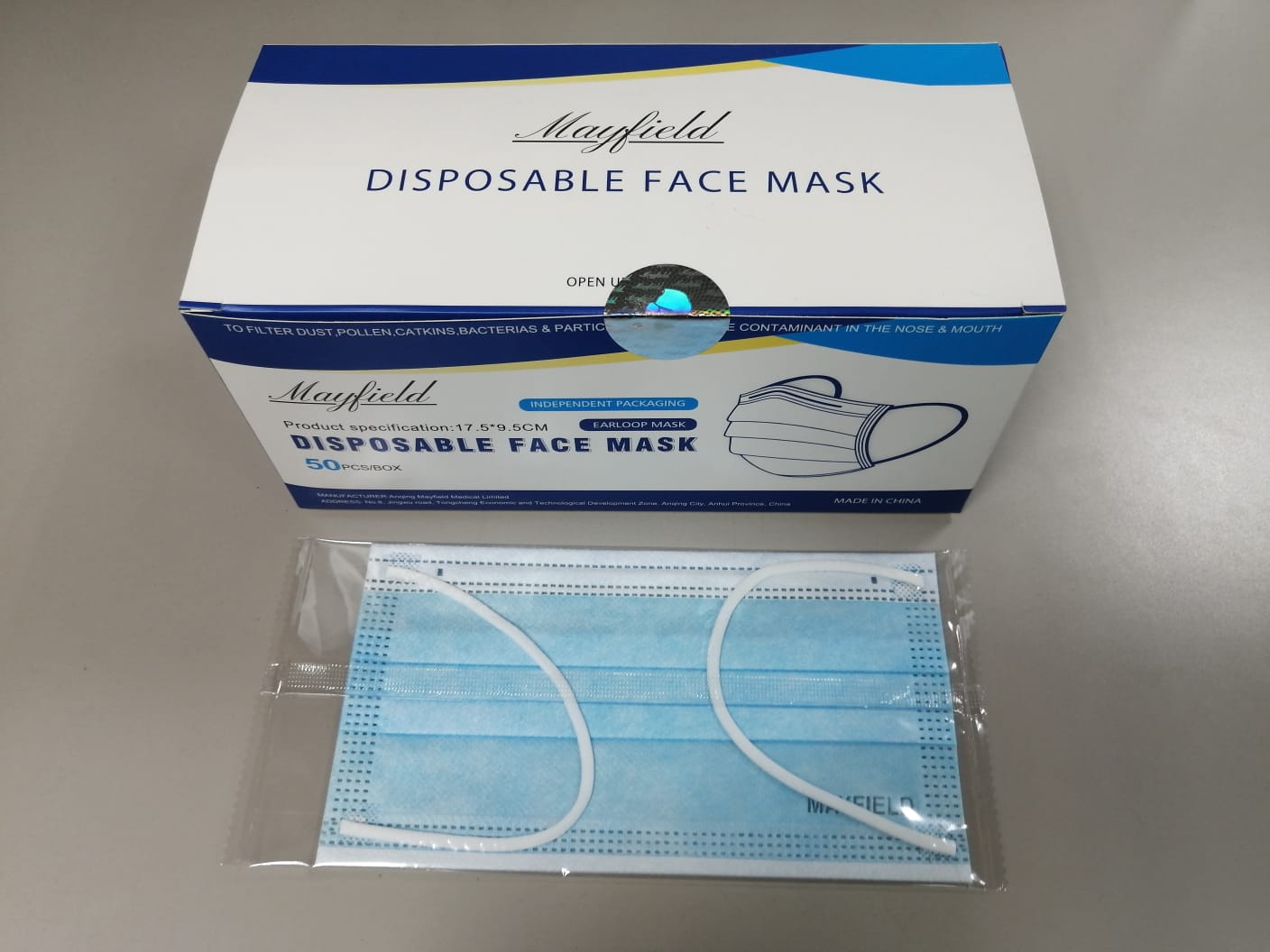 Mascarilla quirurgica 3 pliegues x 50 un mayfield