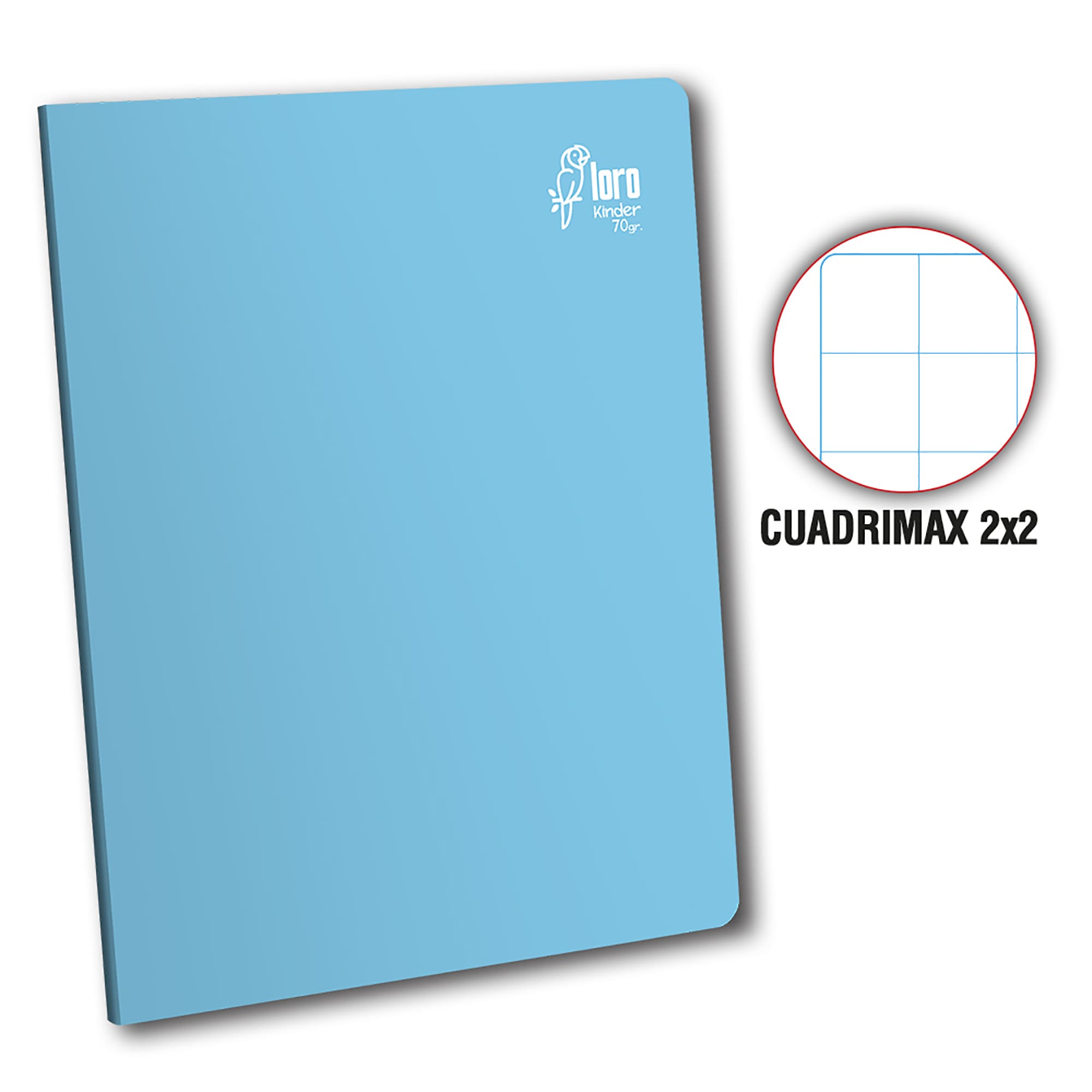 Cuaderno engrapado cuadrimax 2x2 A4 80h celeste Loro