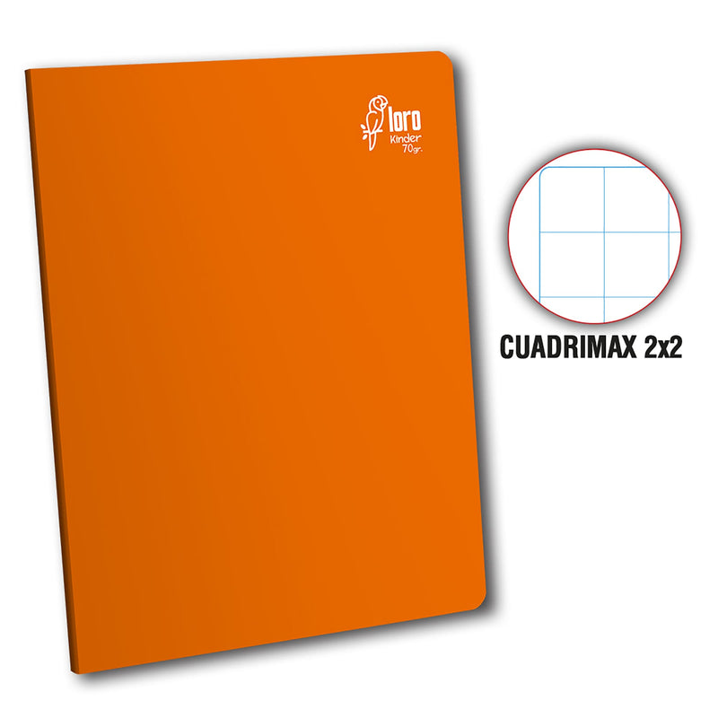 Cuaderno engrapado cuadrimax 2x2 A4 80h naranja Loro