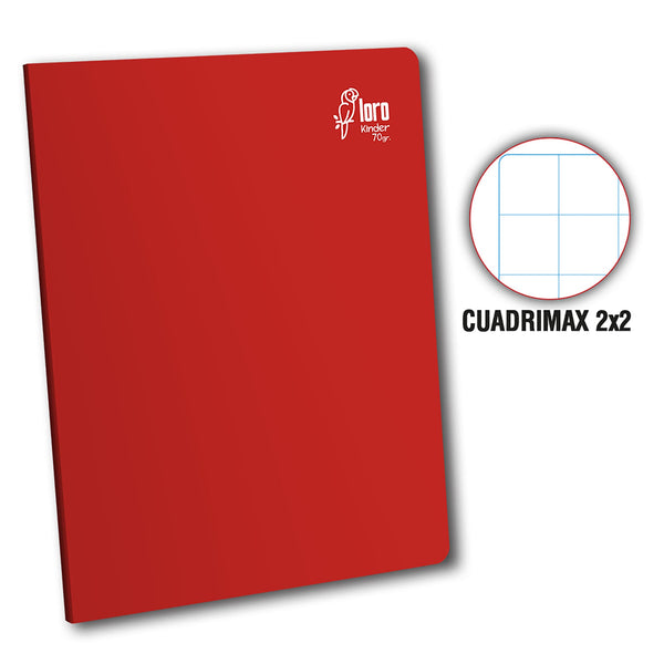 Cuaderno engrapado cuadrimax 2x2 A4 80h rojo Loro
