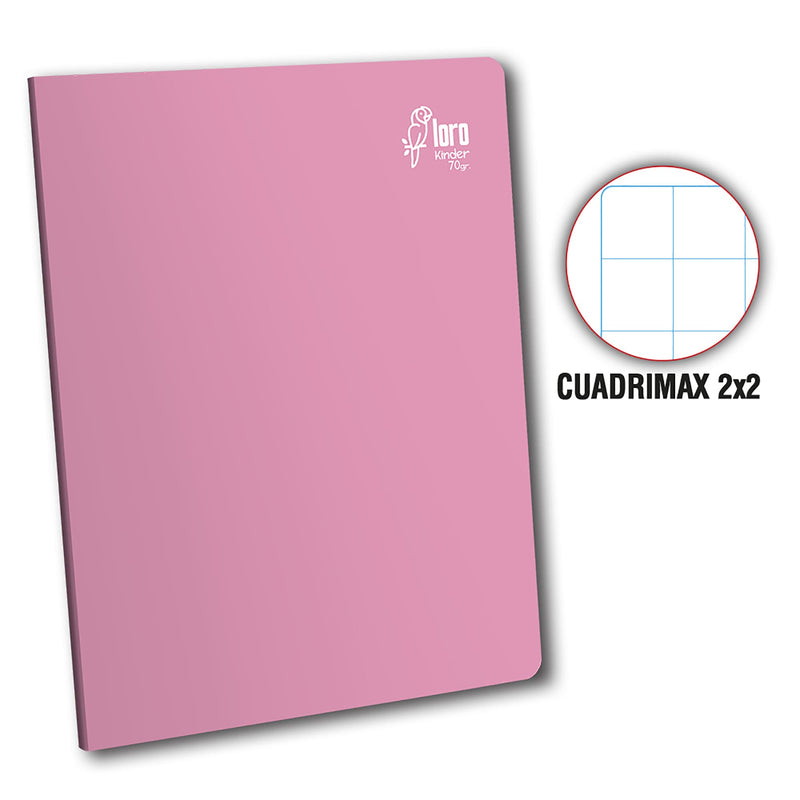 Cuaderno engrapado cuadrimax 2x2 A4 80h rosado Loro