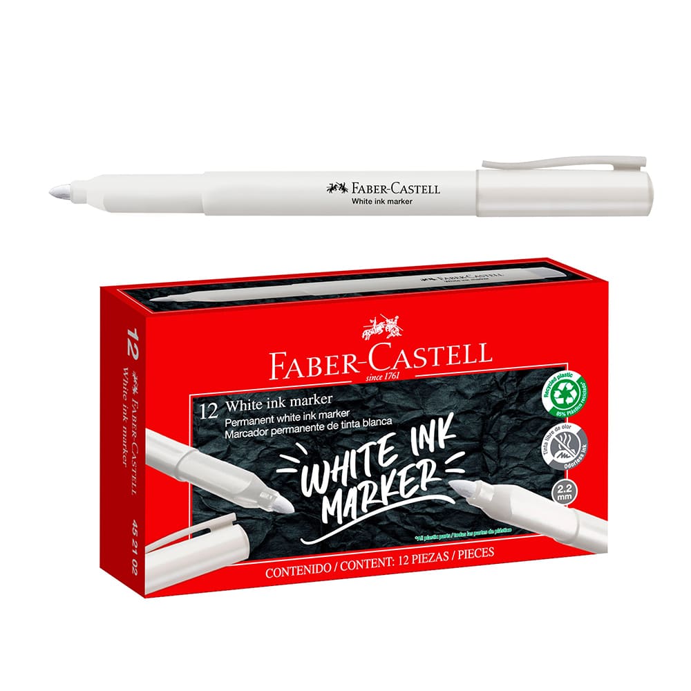 Plumón Indeleble Delgado Faber Castell Blanco X 1 Und
